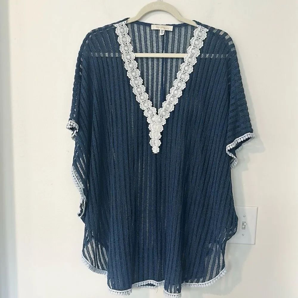 FRANCESCA'S Navy & White Swim Cover Up O/S
